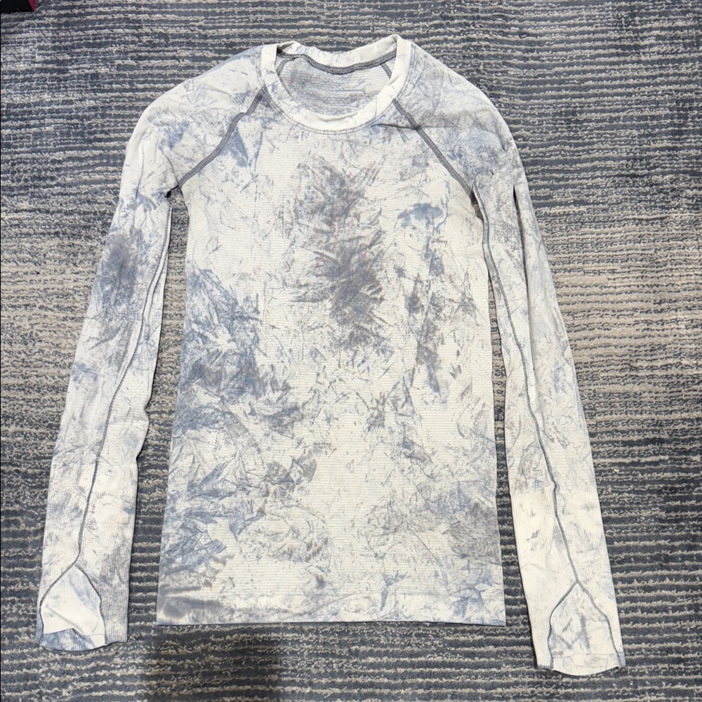 lululemon athletica Blue and White Long Sleeve Top
